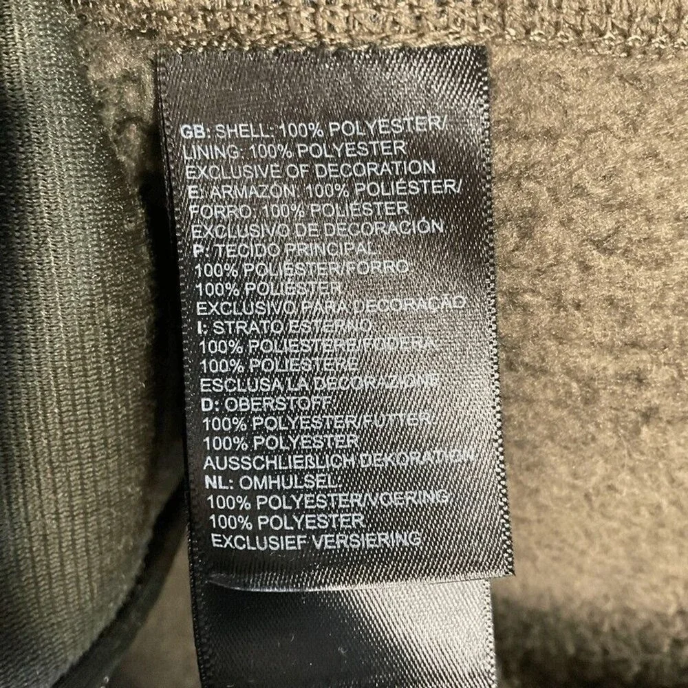 The North Face Khaki Green Logo FullZip Sherpa Lined Fleece Jacket Men M Vietnam